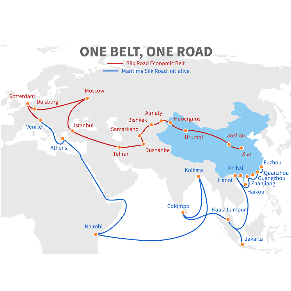 Map showing main trade routes of the Silk Road
